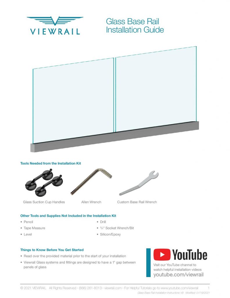 Glass Base Rail Installation Instructions 