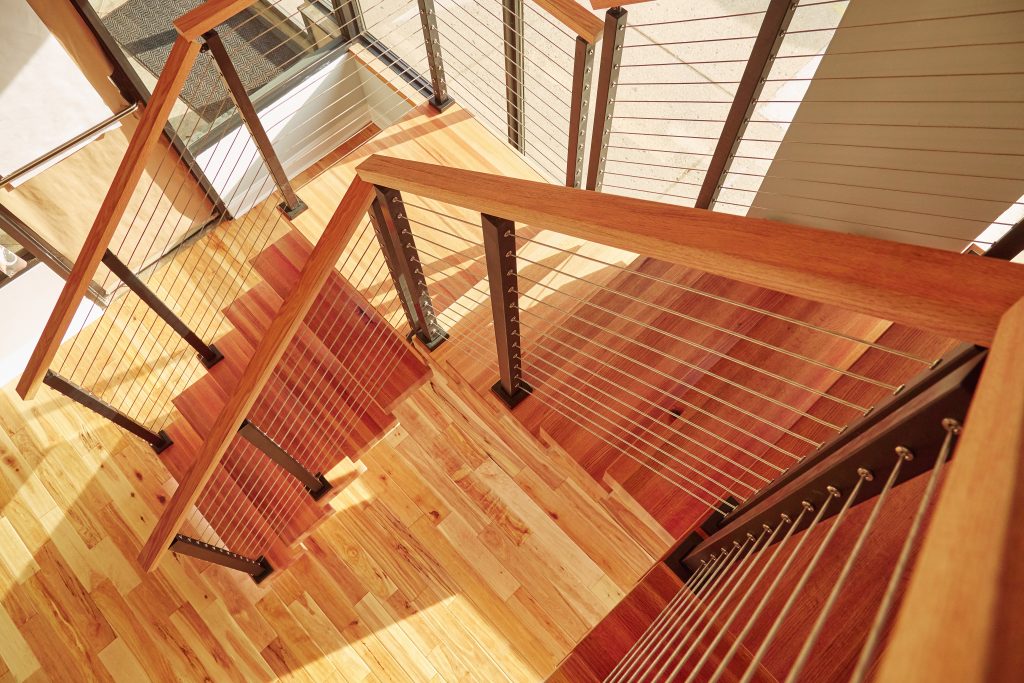 Best Wood for Stairs - Custom Floating Stair Stringer Looking Down