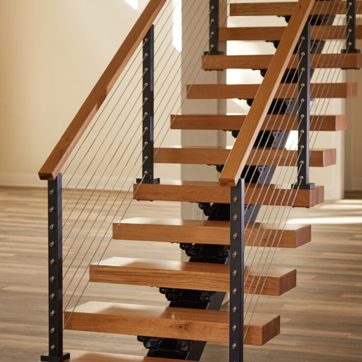 Floating Stairs with White Oak steps