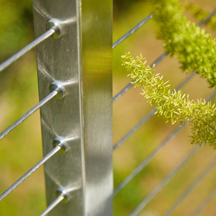 Close Up of Cable Railing Post