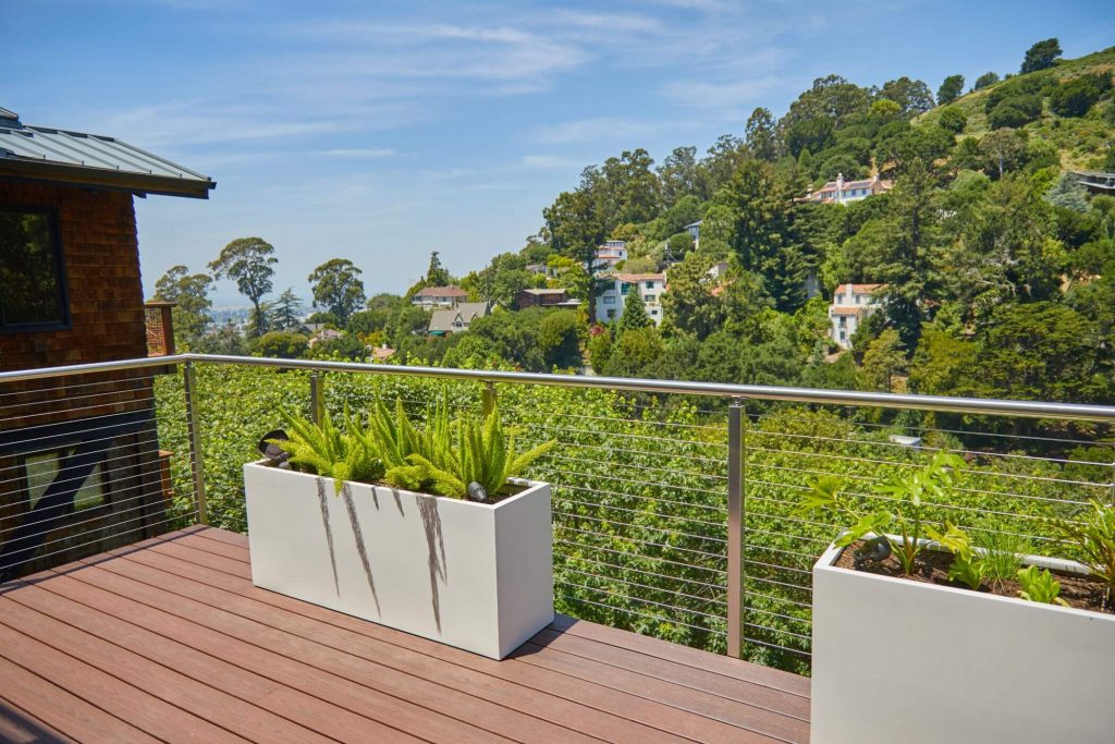 Sleek Cable Railing with Trees Beyond