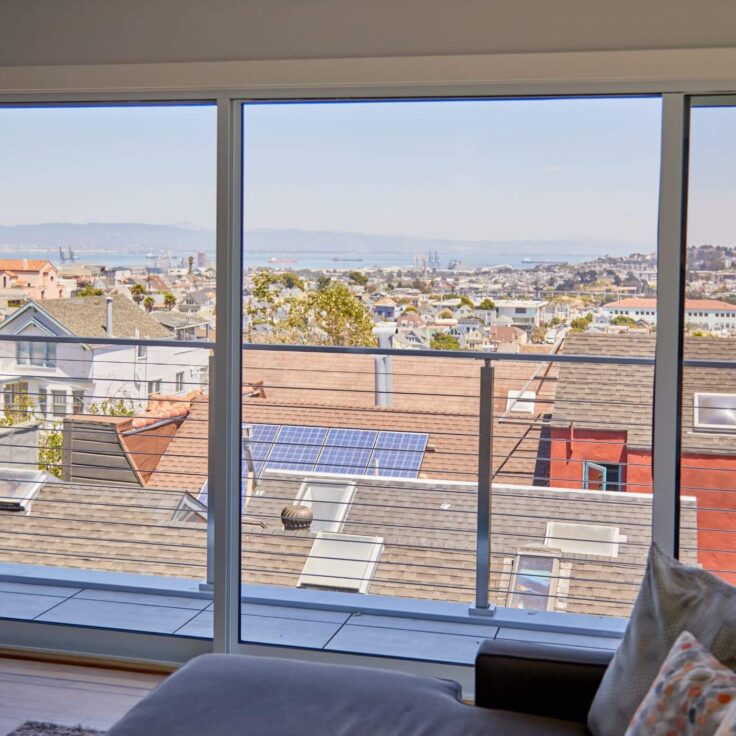 View of Rod Railing through Sliding Glass Doors