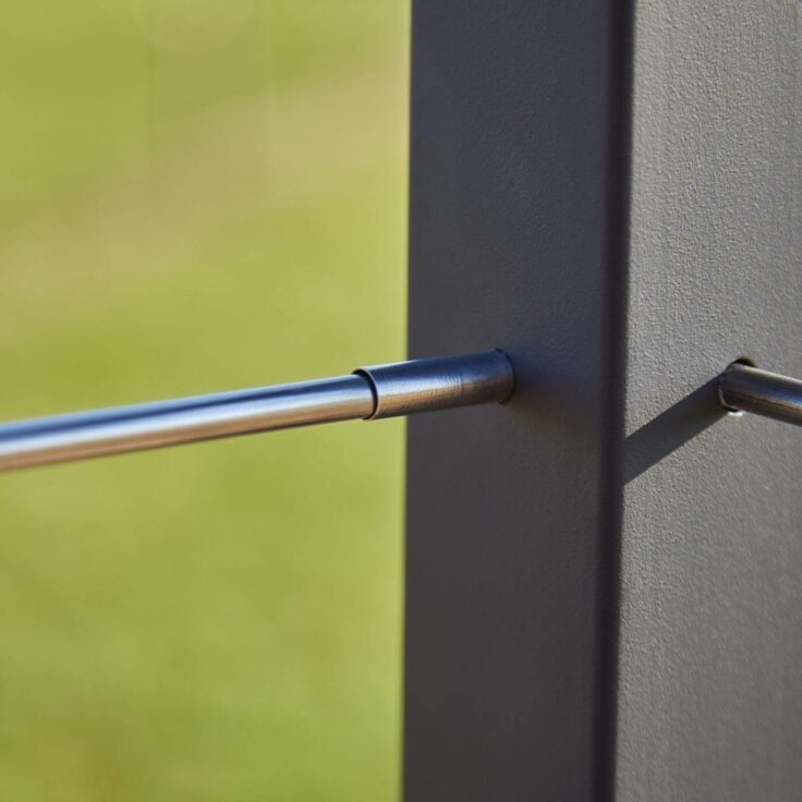 Close Up of Rod Railing Components for Deck