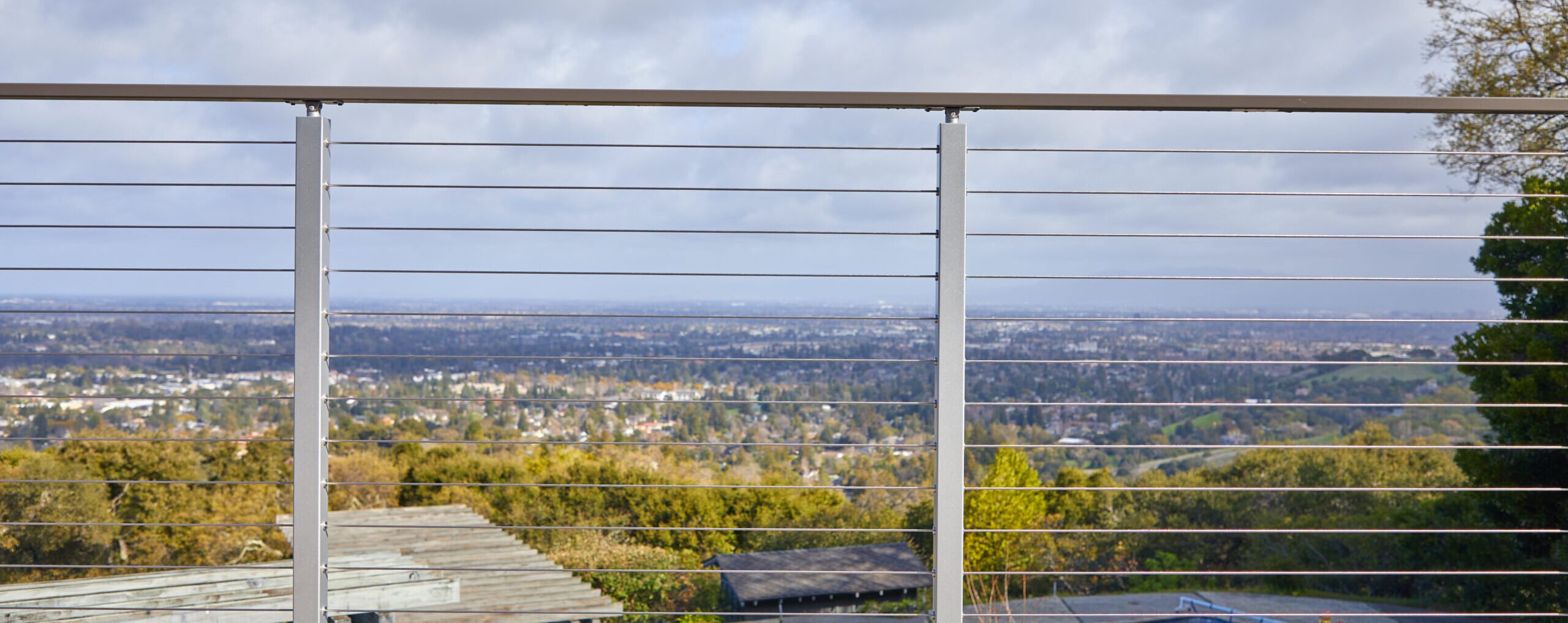 Cable deck railing overlooking Silicon Valley