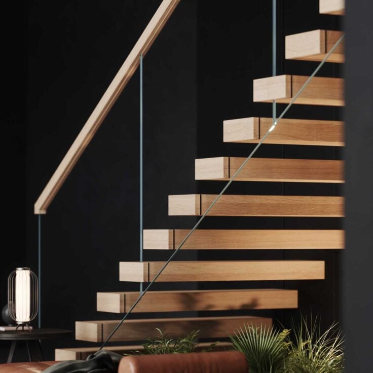 Floating Staircase in dark room